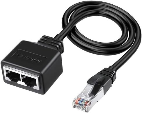 مقسم كابل إيثرنت RJ45 من 1 إلى 2، محول شبكة إيثرنت مقسم للشبكة المحلية (LAN) ذكر إلى أنثى محول لـ Cat5/Cat5e/Cat6 in Kuwait