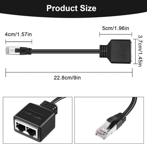 مقسم كابل إيثرنت RJ45 من 1 إلى 2، محول شبكة إيثرنت مقسم للشبكة المحلية (LAN) ذكر إلى أنثى محول لـ Cat5/Cat5e/Cat6 in Kuwait