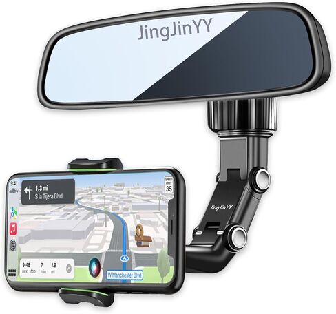 حامل هاتف بمرآة الرؤية الخلفية للسيارة، يدور 360 درجة، حامل متعدد الوظائف للهاتف وحامل GPS حامل هاتف السيارة العالمي لجميع الهواتف الذكية in Kuwait