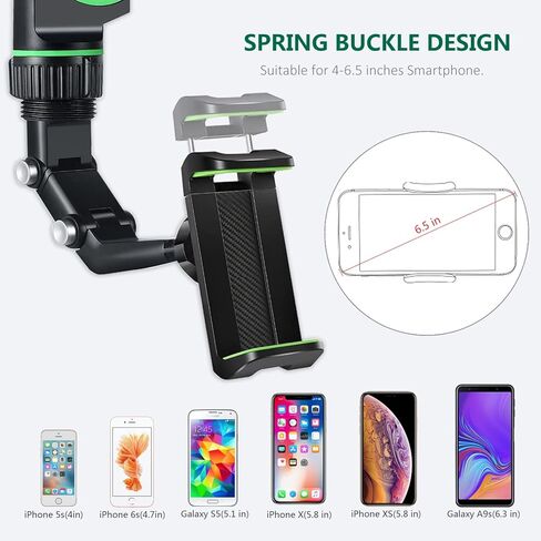 حامل هاتف بمرآة الرؤية الخلفية للسيارة، يدور 360 درجة، حامل متعدد الوظائف للهاتف وحامل GPS حامل هاتف السيارة العالمي لجميع الهواتف الذكية in Kuwait