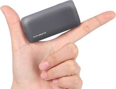 شاحن محمول Futurizta Tech® Pixy Mini أصغر بقدرة 5000 مللي أمبير في الساعة باور بانك صغير الحجم وخفيف الوزن بقدرة 20 وات PD 9V/2A مخرج QC 3.0 منفذ مزدوج رمادي فحمي 18 وات PD Type-C منفذ USB-A مع حقيبة للحمل in Saudi Arabia