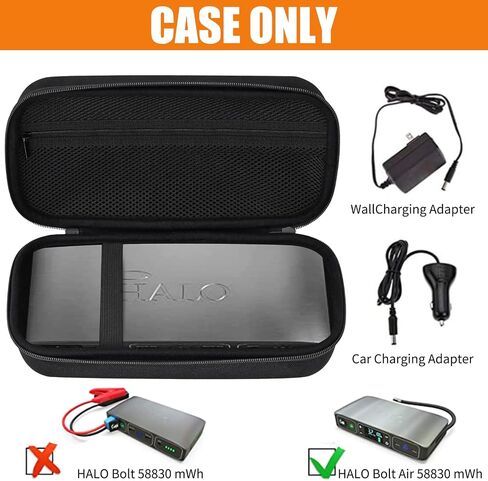 Case Replacement for Halo Bolt Air 58830 mWh/Halo Bolt Air+ Portable Emergency Power, Car Jump Starter Charger Power Bank, Mesh Bag fit Jump Cables, AC Outlet, Charger(case only) in Saudi Arabia
