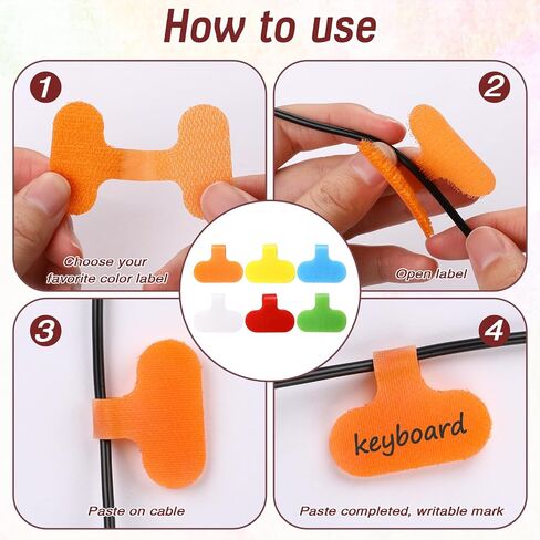 30 Pieces Wire Tags Labels Writable Cord Labels Cable Labels Wire Labels Electrical Multi-Color Wire Labels for Computers Cable Management and Identification(6 Colors) in Saudi Arabia