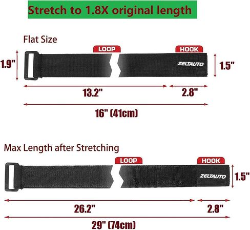 Elastic Cinch Straps Hook 16Inch (2 Pack),Multipurpose Strong Reusable Loop Cable Ties for Securing & Organizing Cables Extension Cords Ropes Hoses Bike RV in Saudi Arabia