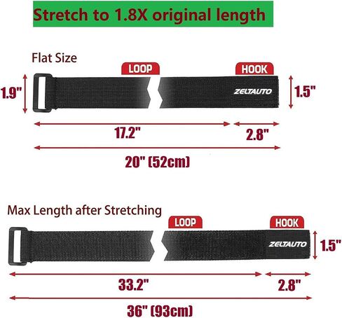 Elastic Cinch Straps Hook 16Inch (2 Pack),Multipurpose Strong Reusable Loop Cable Ties for Securing & Organizing Cables Extension Cords Ropes Hoses Bike RV in Saudi Arabia