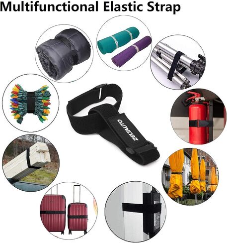 Elastic Cinch Straps Hook 16Inch (2 Pack),Multipurpose Strong Reusable Loop Cable Ties for Securing & Organizing Cables Extension Cords Ropes Hoses Bike RV in Saudi Arabia