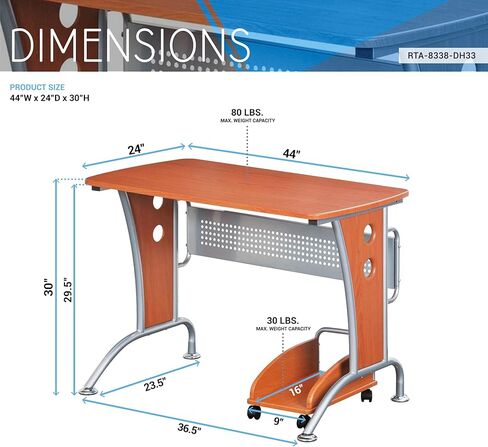مكتب كمبيوتر حديث من تكني موبيلي مزود بوحدة معالجة مركزية متنقلة. اللون: عسلي غامق in Kuwait
