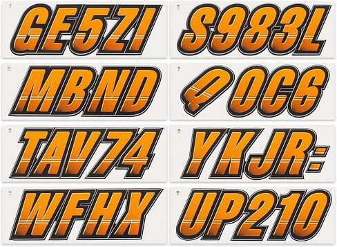 ملصقات أرقام تعريف التسجيل الرقمي من STIFFIE Techtron Orange Crush/Black Super Sticky مقاس 3 بوصات لـ Sea-Doo Spark، والقوارب القابلة للنفخ، والأضلاع، والهيبالون/PVC، وPWC والقوارب. in Kuwait