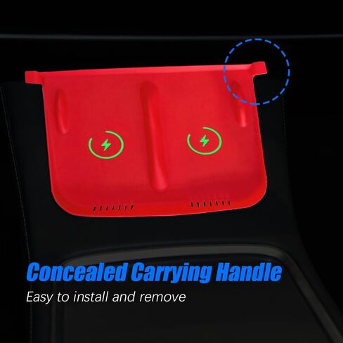 Center Console Wireless Charger Anti-Slip Silicone Mat, Waterproof Phone Pad for Wireless Charging, Car Interior Accessories Universal for Model 3 Model Y 2021-2024 (Luminous, Black) in Kuwait