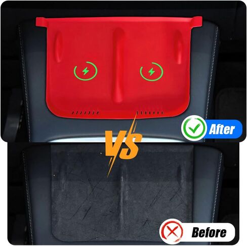 Center Console Wireless Charger Anti-Slip Silicone Mat, Waterproof Phone Pad for Wireless Charging, Car Interior Accessories Universal for Model 3 Model Y 2021-2024 (Luminous, Black) in Kuwait