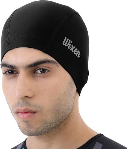 قبعة سباحة Wixen من القماش عالي التمدد/ألياف لدنة، دعم مسامي للشعر الطويل والسراويل القصيرة، قبعة سباحة من الليكرا للنساء والرجال والشباب والأطفال مقاس واحد in Saudi Arabia