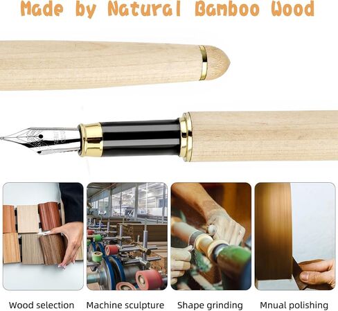 Wooden Fountain Pens, 0.5mm Handcrafted Maple Wood Fountain Pen Vintage Luxury Fine Point Pen Business Pen Smooth Writing Pens Includes 6 Ink Cartridges&Ink Refill Converter for Calligraphy in Saudi Arabia