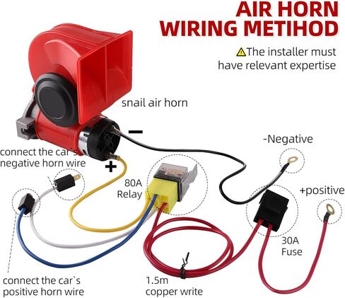 بوق هوائي للشاحنات، بوق القطار الكهربائي الحلزوني المدمج، بوق السيارة ذو مكبر الصوت الفائق 12 فولت 150 ديسيبل مع مجموعة أسلاك، وينطبق على أي مركبة أو شاحنة أو دراجة نارية 12 فولت (أحمر) in Kuwait