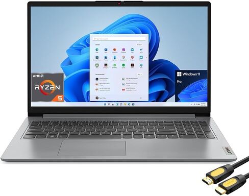 Lenovo IdeaPad 1 Laptop, 15.6″ FHD Display(1920x1080), AMD 6-Cores Ryzen 5 5500U (Up to 4.0 GHz), 16GB RAM, 2TB NVMe SSD, WiFi 6, Bluetooth, Webcam, Keypad, USB-C, HDMI, SPS HDMI Cable, Win 11 Pro in Saudi Arabia