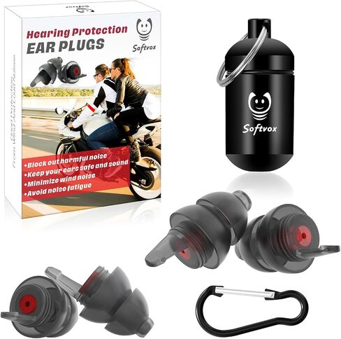 Motorcycle Ear Plugs 2 Pairs, Wind Noise Reduction & Prevent Hearing Damage, Soft Comfortable Reusable Earplugs for Motorsports, Touring, Racing, Riding, Shooting, 2 Sizes Fit All Ear Canal in Saudi Arabia