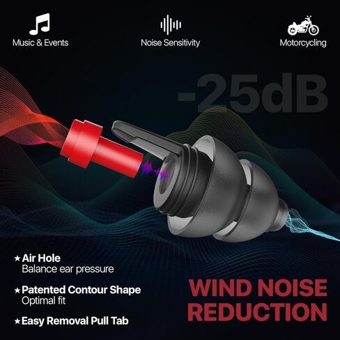 Motorcycle Ear Plugs 2 Pairs, Wind Noise Reduction & Prevent Hearing Damage, Soft Comfortable Reusable Earplugs for Motorsports, Touring, Racing, Riding, Shooting, 2 Sizes Fit All Ear Canal in Saudi Arabia