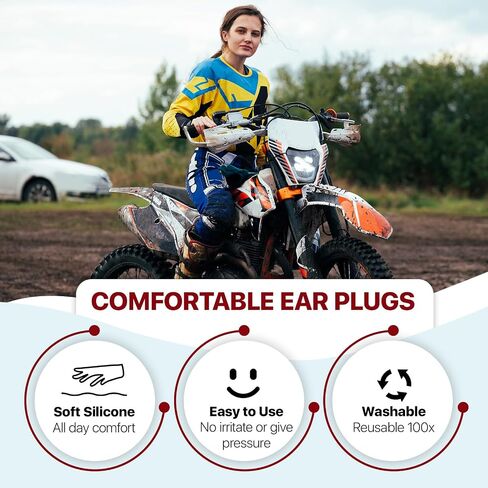 Motorcycle Ear Plugs 2 Pairs, Wind Noise Reduction & Prevent Hearing Damage, Soft Comfortable Reusable Earplugs for Motorsports, Touring, Racing, Riding, Shooting, 2 Sizes Fit All Ear Canal in Saudi Arabia