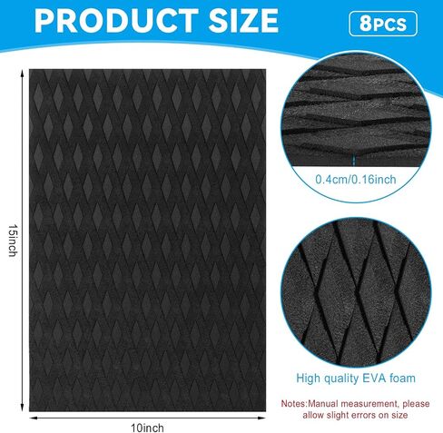 8 Pcs EVA Foam Boat Decking Non Slip Deck Pad Surfboard Traction Pad Boat Flooring Sheet for Boat Kayak Canoe Yacht Pool Step Sup Board, 15'' x 10'' in Saudi Arabia