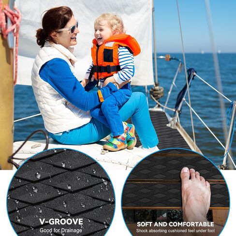 8 Pcs EVA Foam Boat Decking Non Slip Deck Pad Surfboard Traction Pad Boat Flooring Sheet for Boat Kayak Canoe Yacht Pool Step Sup Board, 15'' x 10'' in Saudi Arabia