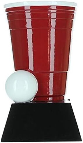 Beer Pong Trophy, Red - 6.5 Inch Tall | College Tailgate Beer Olympics Award - Engraved Plate Upon Request in Saudi Arabia