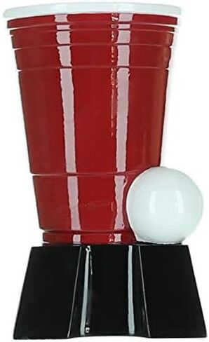 Beer Pong Trophy, Red - 6.5 Inch Tall | College Tailgate Beer Olympics Award - Engraved Plate Upon Request in Saudi Arabia