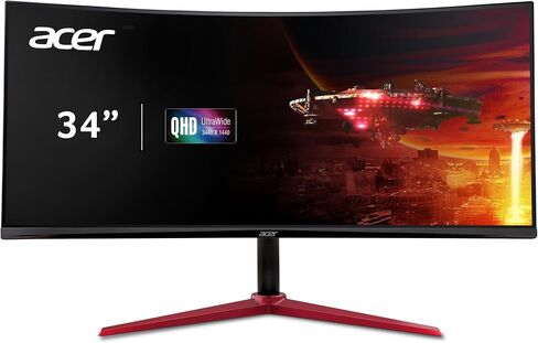Acer Nitro 34" UWQHD 3440 x 1440 1500R Curved PC Gaming Monitor | AMD FreeSync Premium | Up to 180Hz Refresh | 1ms (VRB) | 400nit | DisplayHDR 400 | 1 x DP 1.4 & 2 x HDMI 2.0 | XZ342CU Vbmiiphx in Kuwait