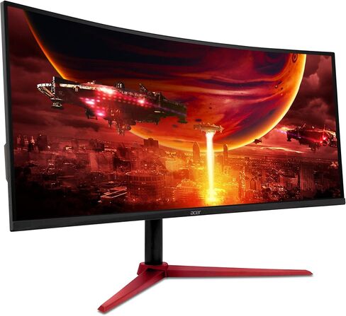 Acer Nitro 34" UWQHD 3440 x 1440 1500R Curved PC Gaming Monitor | AMD FreeSync Premium | Up to 180Hz Refresh | 1ms (VRB) | 400nit | DisplayHDR 400 | 1 x DP 1.4 & 2 x HDMI 2.0 | XZ342CU Vbmiiphx in Kuwait