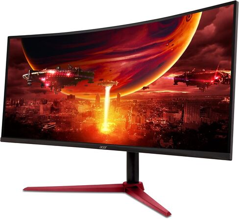 Acer Nitro 34" UWQHD 3440 x 1440 1500R Curved PC Gaming Monitor | AMD FreeSync Premium | Up to 180Hz Refresh | 1ms (VRB) | 400nit | DisplayHDR 400 | 1 x DP 1.4 & 2 x HDMI 2.0 | XZ342CU Vbmiiphx in Kuwait