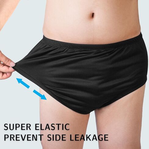 2 Pcs Plus Size Adult Leak-Proof Underwear for Incontinence,Low Noise Reusable Adult Diaper Cover,Incontinence Protective Briefs & Underwear,Silent Like Regular Underwear (Black, XXXX-Large) in Saudi Arabia