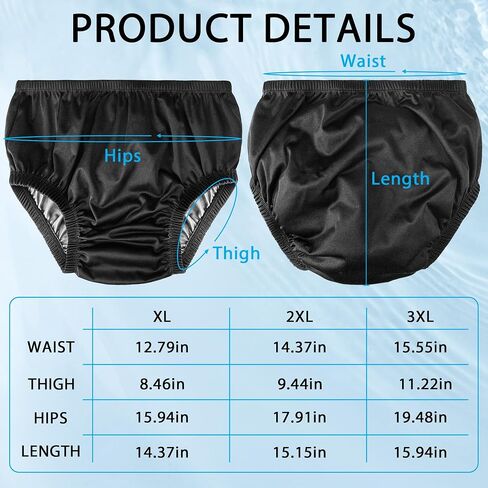 2 Pcs Plus Size Adult Leak-Proof Underwear for Incontinence,Low Noise Reusable Adult Diaper Cover,Incontinence Protective Briefs & Underwear,Silent Like Regular Underwear (Black, XXXX-Large) in Saudi Arabia