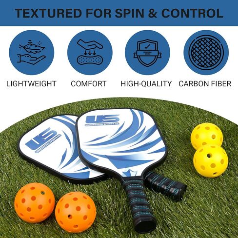 Pickleball Paddles Set of 2 | USAPA Graphite/Carbon Fiber Surface, Honeycomb Core | Lightweight Pickleball Rackets Set with 4 Pickleball Balls + 1 Bag in Saudi Arabia