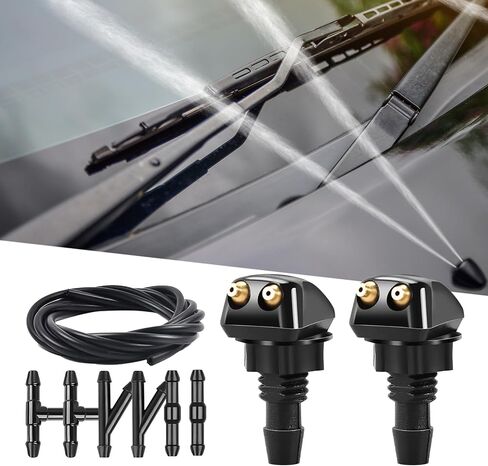 2 PCS Front Windshield Wiper Fluid Nozzle Set Kit, 360° Automotive Sprayer Kit for Windshield, Universal Car Wiper Arm Accessories in Kuwait