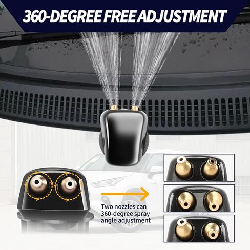 2 PCS Front Windshield Wiper Fluid Nozzle Set Kit, 360° Automotive Sprayer Kit for Windshield, Universal Car Wiper Arm Accessories in Kuwait