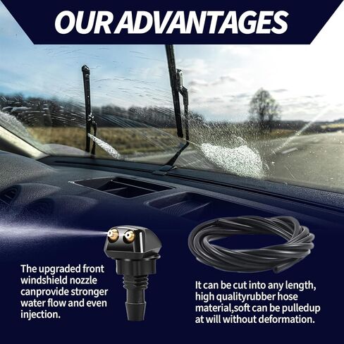 2 PCS Front Windshield Wiper Fluid Nozzle Set Kit, 360° Automotive Sprayer Kit for Windshield, Universal Car Wiper Arm Accessories in Kuwait