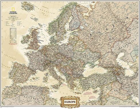 National Geographic Europe Wall Map - Executive - Laminated (Enlarged: 46 x 35.75 in) (National Geographic Reference Map) in Saudi Arabia