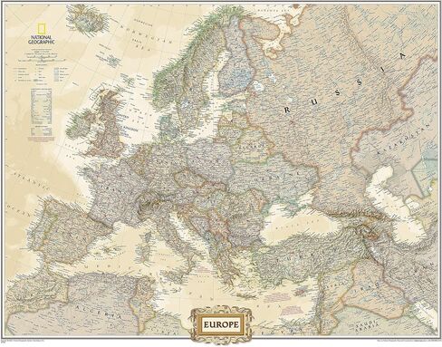 National Geographic Europe Wall Map - Executive - Laminated (Enlarged: 46 x 35.75 in) (National Geographic Reference Map) in Saudi Arabia