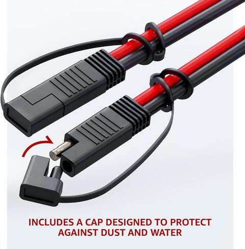 SAE to SAE 1Ft / 14 AWG Extension Cable 15A Quick Disconnect Wire Harness for Automotive, Solar Panel SAE Plug RV, Charging Adapter, Battery (5 Pcs with 10 Cover 5 Adapter) in Kuwait