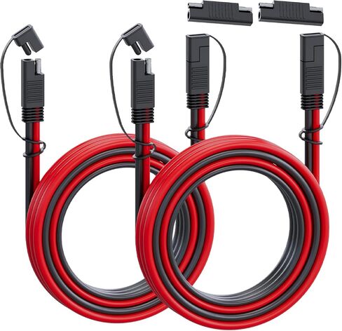 SAE to SAE 1Ft / 14 AWG Extension Cable 15A Quick Disconnect Wire Harness for Automotive, Solar Panel SAE Plug RV, Charging Adapter, Battery (5 Pcs with 10 Cover 5 Adapter) in Kuwait