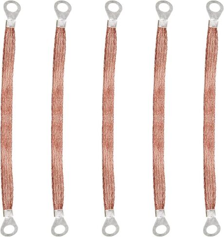 الأشرطة الأرضية النحاس مضفر سلك التأريض السيارات اتصال 1/4 "عرض مسطح مع 5/16" حلقات العروات الطرفية (8 بوصة - 12 قطعة) in Kuwait
