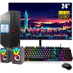 Lenovo ThinkCentre M800 SFF Desktop Computer PC with 24" Monitor, RGB Speakers, Core i5-6500 3.2GHz-3.6GHz, 16GB RAM, 512GB SSD, Keyboard & Mouse, Windows 10 Pro (Renewed)