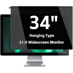 2-Pack 34 Inch Privacy Screen for Monitor, 32.09 Inch X 14.37 Inch (815 X 365 Mm), Acrylic Hanging Type Anti-Spy Data Confidentiality Privacy Shield, Anti-Blue Light 21:9 Widescreen Monitor