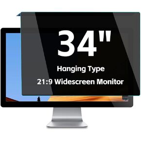 2-Pack Hanging Computer Privacy Screen Protector Shield 34 inch Monitor, Removable Anti-Peeping Computer Monitor Privacy Shield, Blocking Blue Light 21:9 Aspect Ratio Widescreen Monitor