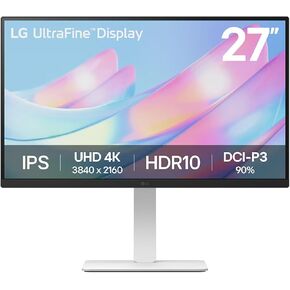 LG 27US550-W 27" 4K (3840x2160) UHD Ultrafine IPS Computer Monitor with HDR10, DCI-P3 90%, USB-C, Adjustable Stand, 3-Side Borderless Design, White
