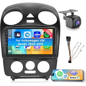 Android Car Stereo for Volkswagen VW Beetle 2004-2010 with 9 Inch Touch Screen Wireless CarPlay Android Auto Bluetooth 2GB+64GB EQ 26UI Split Screen AHD Rear Camera