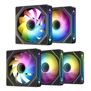 DARKROCK 3-Pack F120 Plus 2-Pack R120 120mm Infinite Mirror Case Fans with PWM Control & ARGB Effect, 24 LED Lights, HDB Hydraulic Bearing for Low-Noise Operation - Black