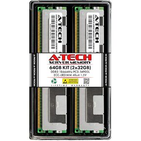 A-Tech 64GB Kit (2x32GB) RAM for ASUS Z9NH-D12, Z9NH-D12/10G, Z9PA-D8C, Z9PE-D16/2L, Z9PE-D8, Z9PH-D16/FDR, Z9PR-D12/4L | DDR3 1866MHz PC3-14900 ECC LRDIMM 4Rx4 1.5V Load Reduced Server Memory Upgrade