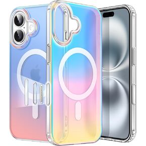 JETech Iridescent Case for iPhone 16 6.1-Inch with Camera Control Capture Button, Compatible with MagSafe, Cute Unique and Aesthetic Design, Colorful Translucent Cover (Iridescent)