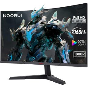 KOORUI 24 Inch Computer Monitor, FHD 1080P Curved Gaming Monitor 165Hz VA 1800R Monitors with Ultra-Thin, HDMI X2 /DP, VESA Compatible, Tilt Adjustable, Eye Care