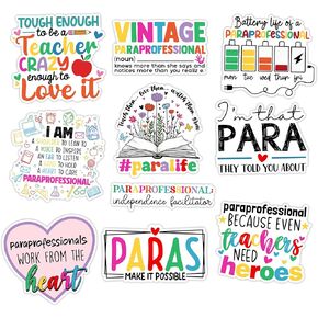 SUNHADO[10pcs-3''] Paraprofessional Sticker Pack, SPED Staff Appreciation Gift School Counselor Classroom Supplies, Decoration for Laptop, Water Bottles, Bicycle, Scrapbook, Vehicle Vinyl Decal