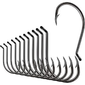 BLUEWING Bent Eye Offset Live Bait Hooks Fishing Cutting Point High Carbon Steel Extra Sharp Fish for Freshwater Saltwater 10pcs/25pcs